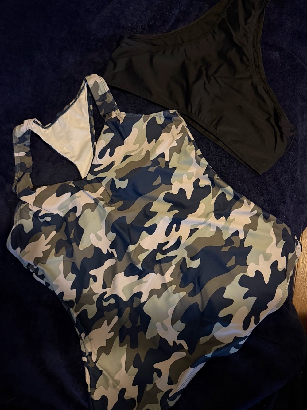 Camo One-Piece Swimsuit with Black Bikini Bottom